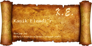 Kasik Elemér névjegykártya